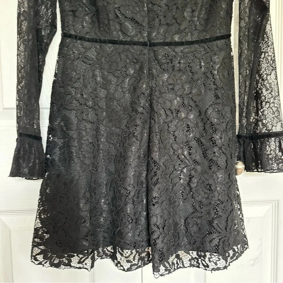 NSR Lace Long Sleeve Ruffle Cuff Black Sheer Mini Cocktail Dress Size Me… - Picture 5 of 12